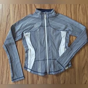 Lululemon Athletica Zip Up Lightweight Athletic Jacket Deep Navy Amica Stripe